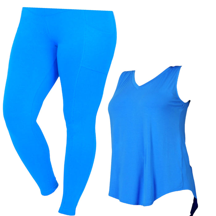 Women's Plus Deep Blue Activewear Set - autoentrysino 